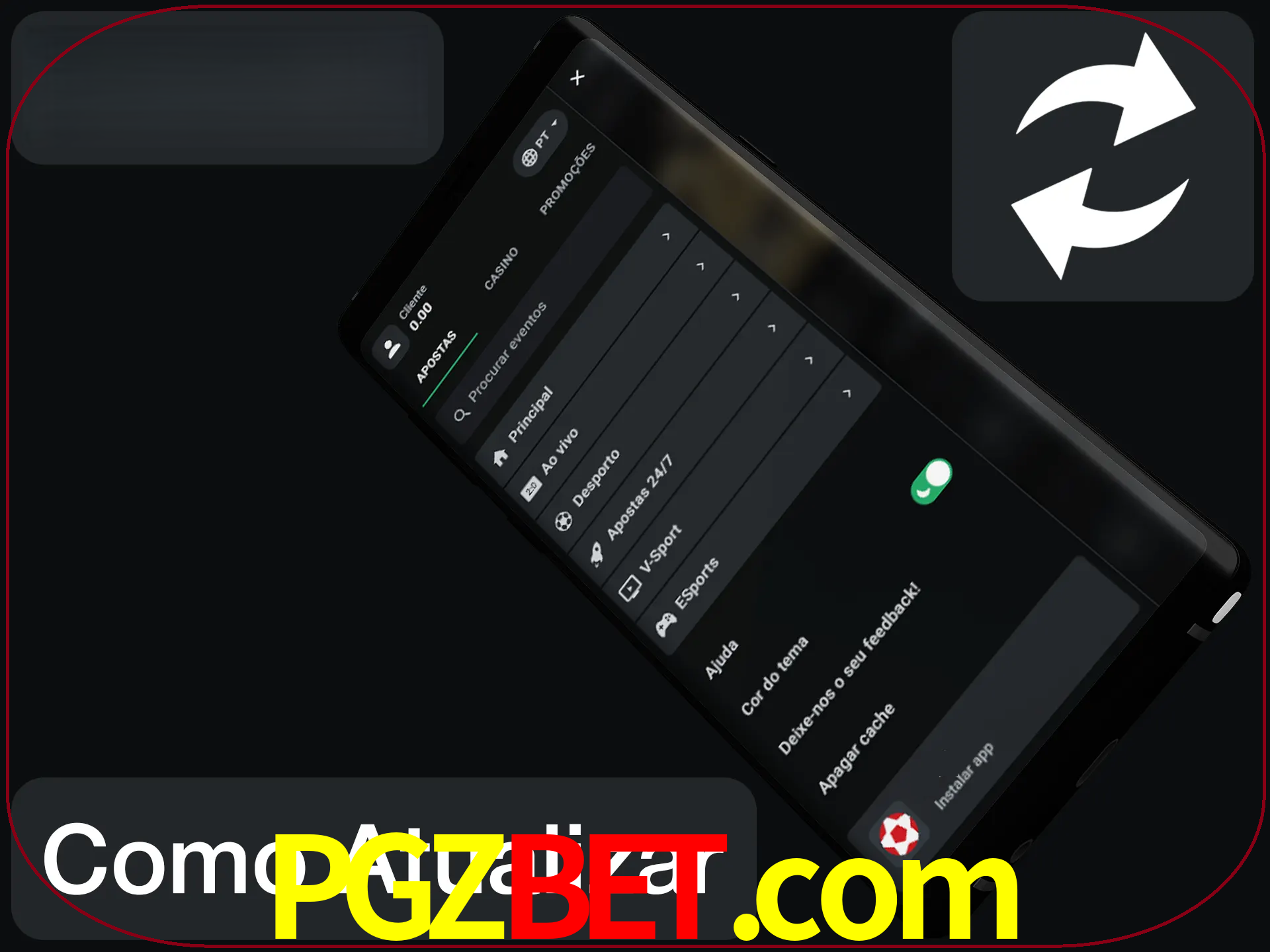 O aplicativo é atualizado automaticamente quando você faz o login.