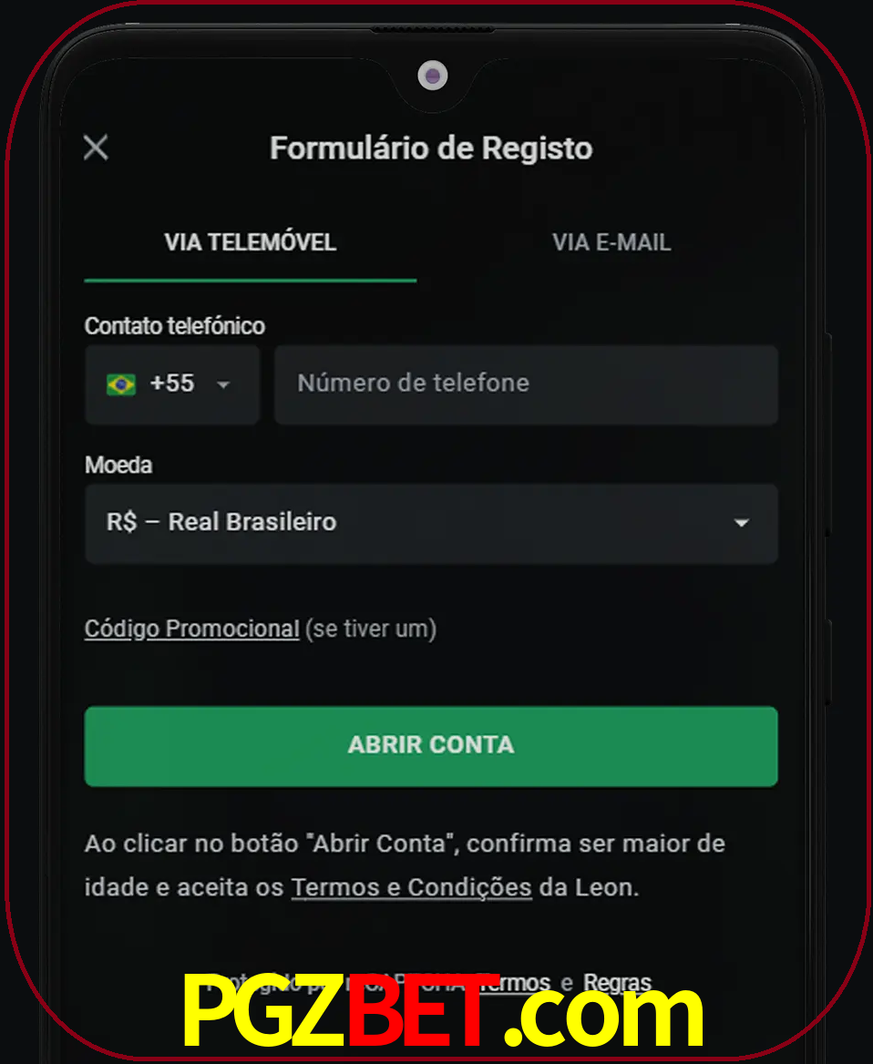 Abra o aplicativo e inicie o processo de registro.
